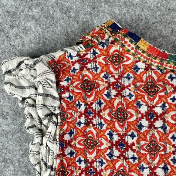 Savanna Jane Top Womens 3X Floral Embroidered Striped Flutter Sleeve Shirt Boho - Picture 8 of 13